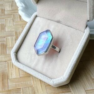 Opalite 925 Sterling Silver Ring | Size 5 | Purple & Pink